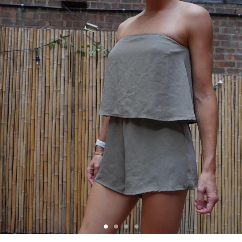 boutique olive romper strapless so comfy
